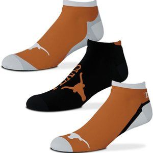 Texas Longhorns For Bare Feet Flash Ankle Socks 3-Pack Set